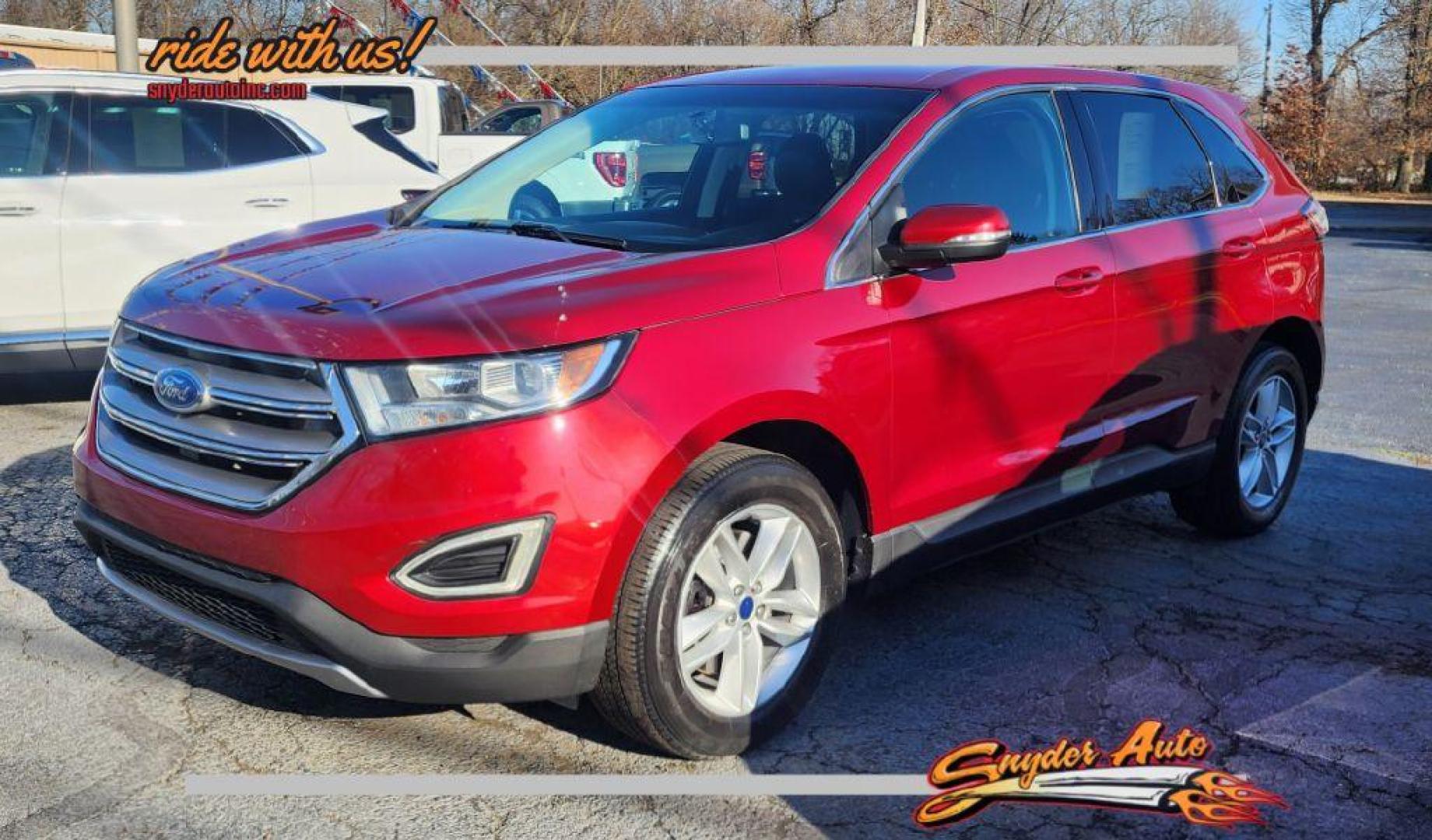 2015 RED /Charcoal FORD EDGE SEL - AWD (2FMTK4J90FB) with an 2.0L engine, Automatic transmission, located at 101 S. Halleck St., DeMotte, 46310, (219) 987-2922, 41.202343, -87.198189 - Photo#0