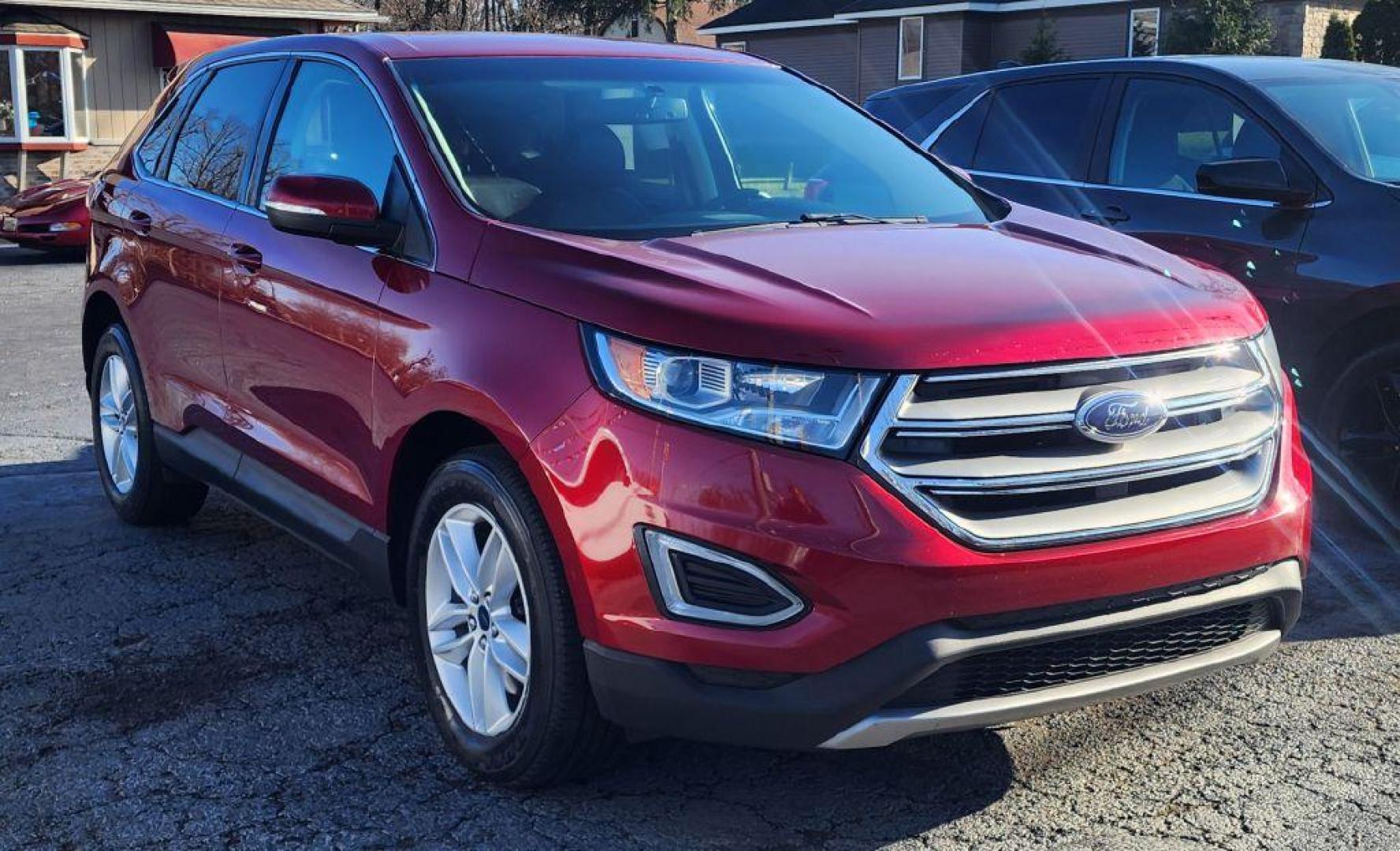 2015 RED /Charcoal FORD EDGE SEL - AWD (2FMTK4J90FB) with an 2.0L engine, Automatic transmission, located at 101 S. Halleck St., DeMotte, 46310, (219) 987-2922, 41.202343, -87.198189 - Photo#1