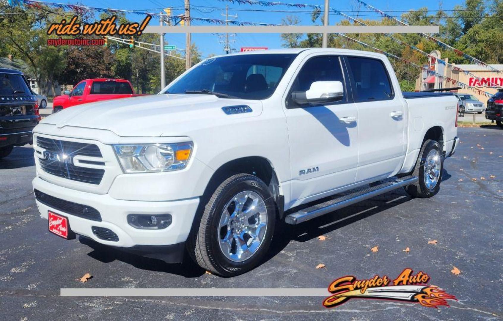 2020 WHITE RAM 1500 BIG HORN/LONE STAR- 4WD (1C6SRFFT2LN) with an 5.7L engine, Automatic transmission, located at 101 S. Halleck St., DeMotte, 46310, (219) 987-2922, 41.202343, -87.198189 - Photo#0