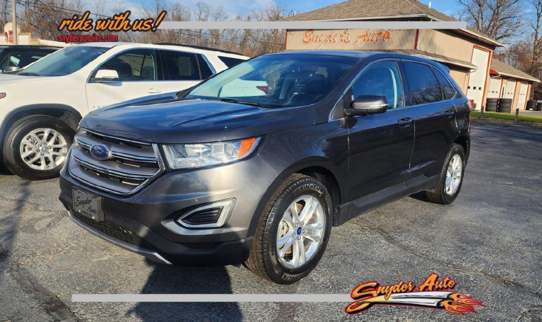 2018 GRAY FORD EDGE SEL - AWD (2FMPK4J82JB) with an 3.5L engine, Automatic transmission, located at 101 S. Halleck St., DeMotte, 46310, (219) 987-2922, 41.202343, -87.198189 - Photo#0