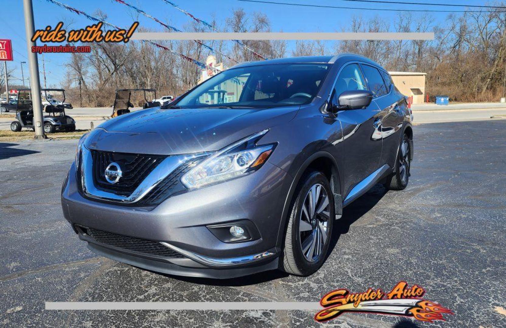 2017 GRAY NISSAN MURANO PLATINUM - AWD (5N1AZ2MH6HN) with an 3.5L engine, Continuously Variable transmission, located at 101 S. Halleck St., DeMotte, 46310, (219) 987-2922, 41.202343, -87.198189 - Photo#0