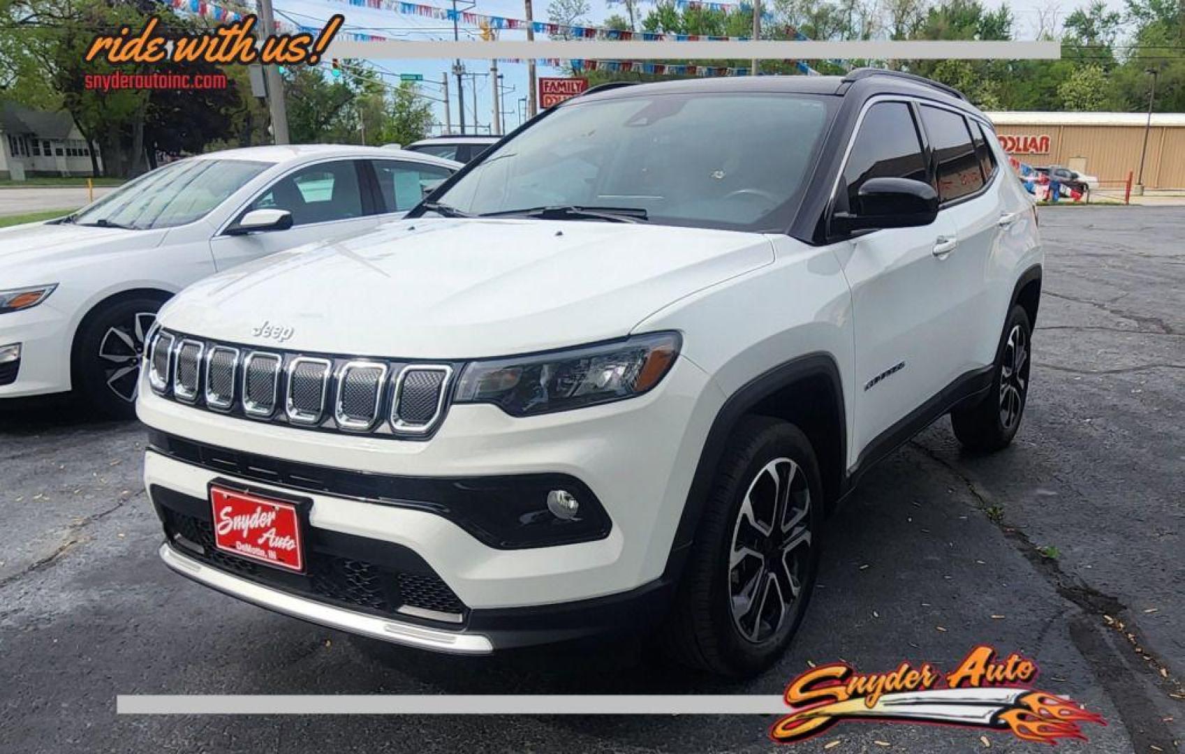 2022 WHITE JEEP COMPASS LIMITED - 4WD (3C4NJDCB3NT) with an 2.4L engine, Automatic transmission, located at 101 S. Halleck St., DeMotte, 46310, (219) 987-2922, 41.202343, -87.198189 - Photo#0