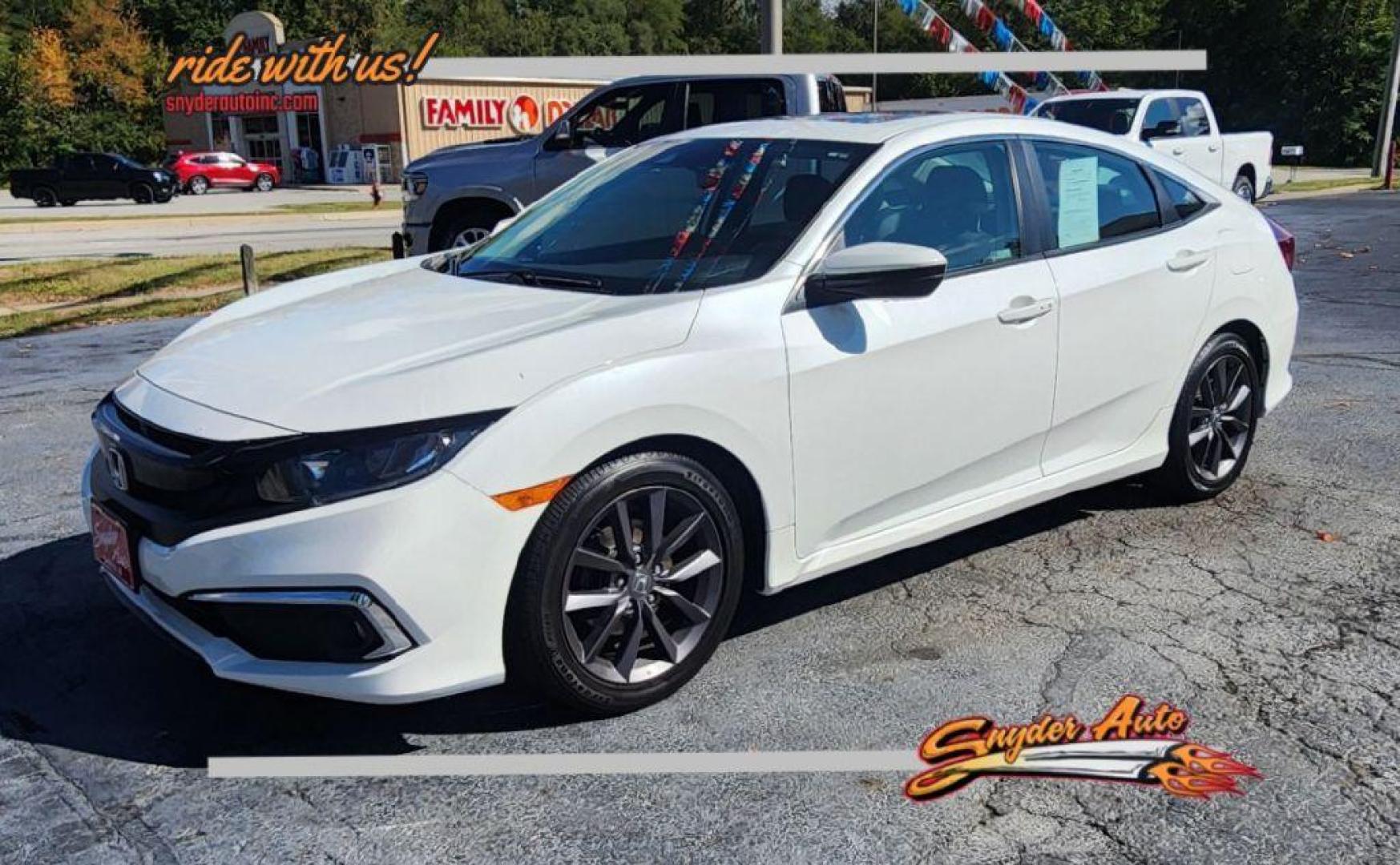 2021 WHITE HONDA CIVIC EX - FWD (19XFC1F31ME) with an 1.5L engine, Continuously Variable transmission, located at 101 S. Halleck St., DeMotte, 46310, (219) 987-2922, 41.202343, -87.198189 - Photo#0